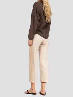 Alex Crop Wide Leg Pant in Oatmeal Linen