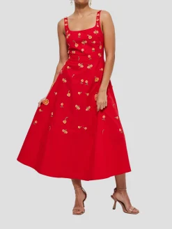 Amaracia Floral Dress in Red