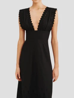 Amelia Embroidered V-Neck Cotton Maxi Dress