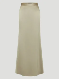 At Last Maxi Silk Skirt in Sage
