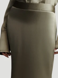 At Last Maxi Silk Skirt in Sage