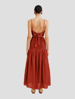 Aurelia Ruched Square-Neck Dress