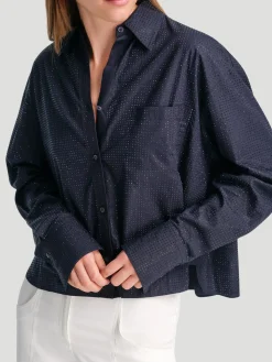 Average Joe Shirt with Crystals in Navy