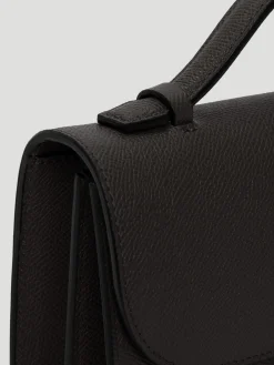 B Buckle Mini Black Textured-Leather Shoulder Bag