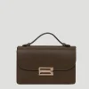 B Buckle Mini Khaki Textured-Leather Shoulder Bag