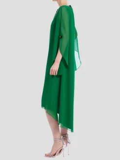 Beaded Neck Caftan in Emerald