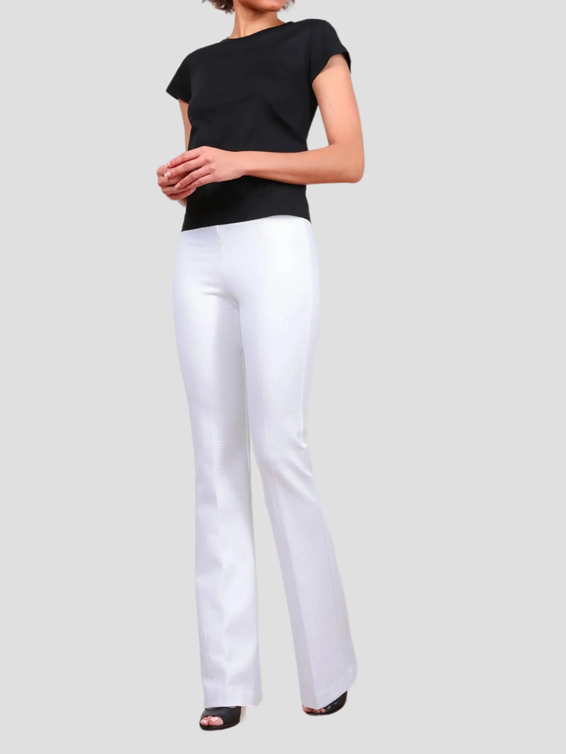 Bellini Flare Leg in White Jacquard