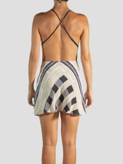 Black & White Silk Cocktail Dress Made with Vintage Fendi Scarves