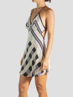 Black & White Silk Cocktail Dress Made with Vintage Fendi Scarves