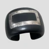 Black Wood Cuff with Silver Square Design