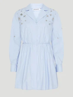 Blue Cotton Embellished Dress