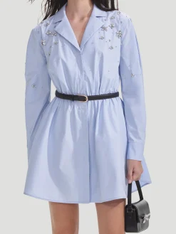 Blue Cotton Embellished Dress
