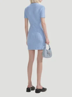 Blue Jewel Button Knit Mini Dress