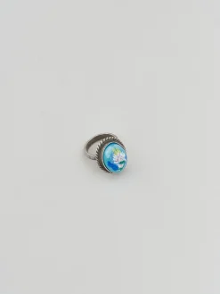 Blue Stone White Emerald Metal Ring