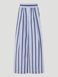 Blue Stripe Poplin Wide Leg Pant