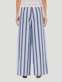 Blue Stripe Poplin Wide Leg Pant
