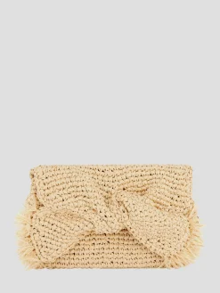 Bow Clutch in Natural Raffia