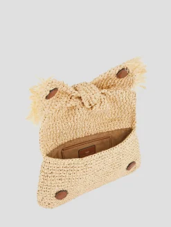 Bow Clutch in Natural Raffia