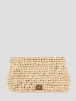 Bow Clutch in Natural Raffia