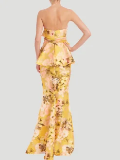 Bow Peplum Printed Gown