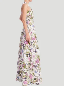 Butterfly Printed One Shoulder Gown