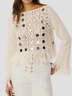 Camilla Mirror Long Sleeve Fringe Top