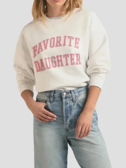 Collegiate Favorite Daughter Sweatshirt in White and Pink