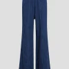 Cotton Denim Elasticized Wide Leg Pant in Indigo