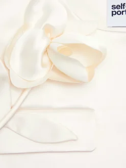 Cream 3D Flower Satin Jacket