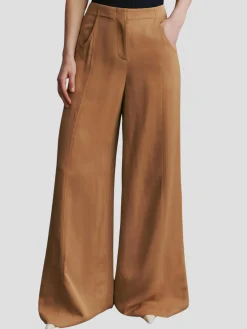 Demie Linen Wide-Leg Pant in Tan