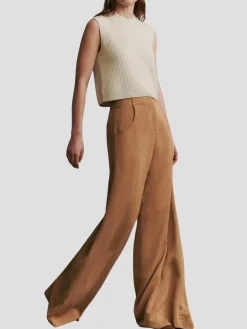 Demie Linen Wide-Leg Pant in Tan