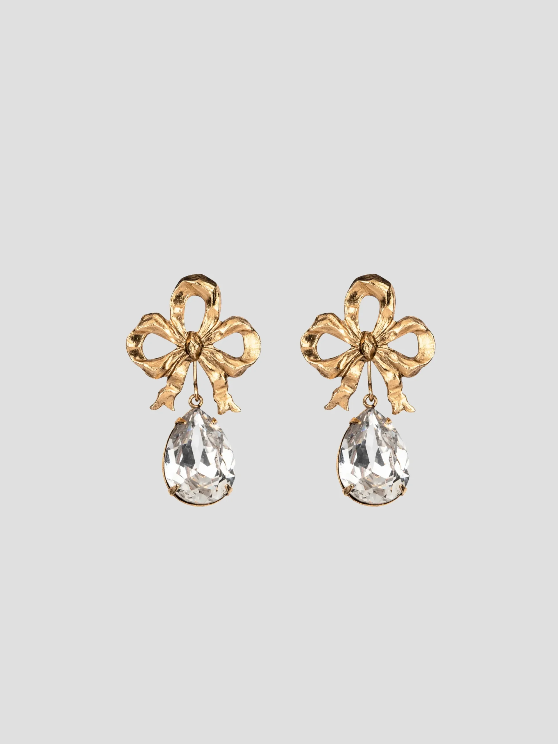 Eloise Crystal Gold Plated Bow Stud Earrings