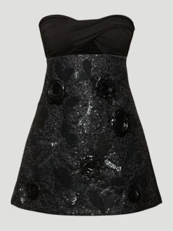 Embellished Crepe Mini Dress