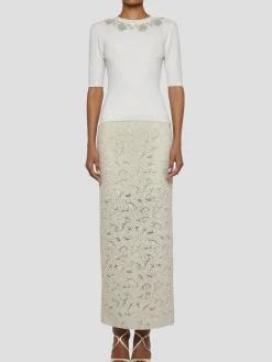 Embellished Short Sleeve Knit Top in White