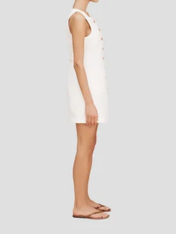 Emma Button Down Mini Dress in White