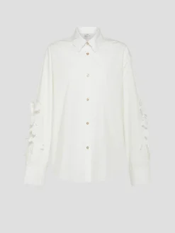 En Fleur Cotton Embroidered Shirt in White