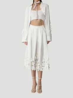 En Fleur Cotton Embroidered Shirt in White