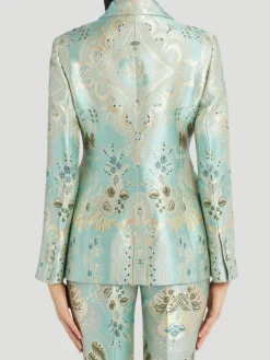 Etro Aqua Metallic Jacquard Suit