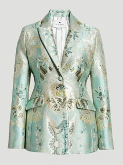 Etro Aqua Metallic Jacquard Suit