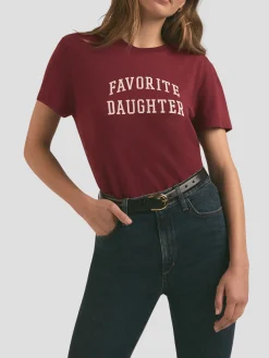 Favorite Daughter Crop Collegiate Tee in Burgundy
