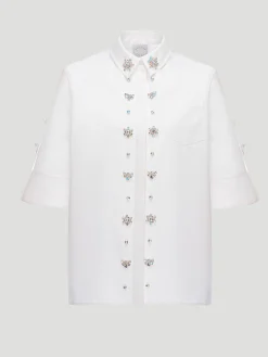 Fern Collared Half-Sleeve Embellished Shirt
