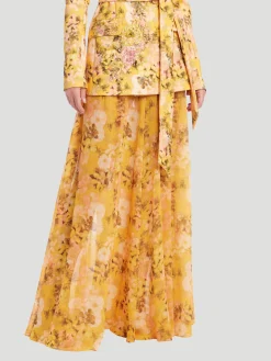Floral Georgette Wide-Leg Pants