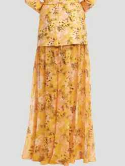 Floral Georgette Wide-Leg Pants
