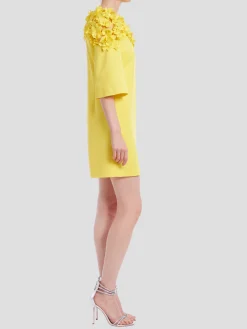 Floral Laser Yoke Dress in Yellow