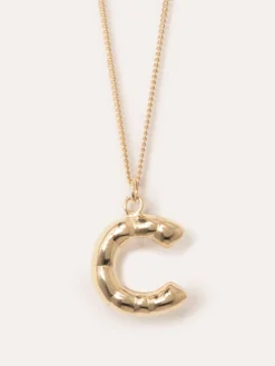 Gold Plated C Pendant with Chain