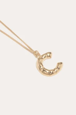 Gold Plated C Pendant with Chain