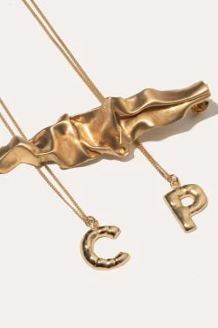 Gold Plated C Pendant with Chain