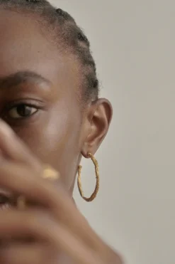 Gold Vermeil Hammered Hoop Earrings