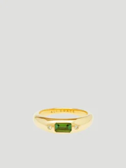 Green Tourmaline & Diamonds Mini Bubble Ring