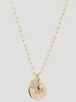 I ❤️ NY Charm, Lightning Bolt & Pavé Diamond Charm Necklace Set